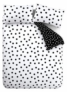 Černobílé povlečení na jednolůžko 135x200 cm Polka Dot – Catherine Lansfield
