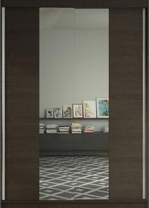 Kapol Lino II šatní skříň šíře 120 cm s půleným zrcadlem a posuvnými dveřmi Čokoládová