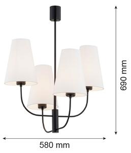 Argon 1822 - Lustr na tyči SAFIANO 4xE27/15W/230V černá