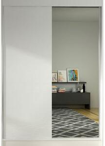 Kapol Lino šatní skříň šíře 120 cm se zrcadlem a posuvnými dveřmi Matná bílá