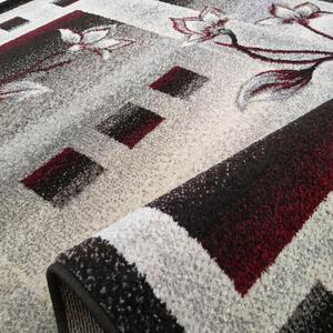Makro Abra Kusový koberec moderní OTTO 02 Květy šedý červený Rozměr: 80x150 cm