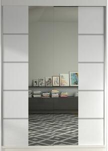 Kapol Lino V šatní skříň šíře 120 cm s půleným zrcadlem a posuvnými dveřmi Matná bílá