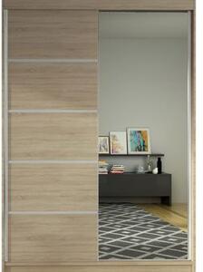 Kapol Lino III šatní skříň šíře 120 cm se zrcadlem a posuvnými dveřmi Dub Sonoma