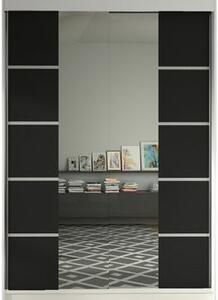 Kapol Lino V šatní skříň šíře 120 cm s půleným zrcadlem a posuvnými dveřmi Stěny bílá / černá