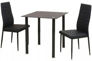 Třídílný jídelní set stolu a židlí černý