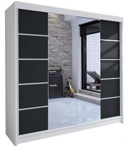 Kapol Talin V šatní skříň šíře 180 cm s půleným zrcadlem a posuvnými dveřmi Stěny bílá / černá