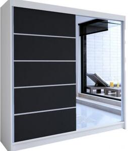 Kapol talin III šatní skříň šíře 180 cm s velkým zrcadlem a posuvnými dveřmi Stěny bílá / černá