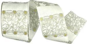Vánoční stuha bílá WHITE HARMONY 40mm x 2m (13,-Kč/m)