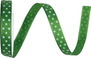 Vánoční stuha taftová MINI STARS GREEN zelená 10mm x 4m (3,-Kč/m)