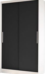 Kapol Costa II šatní skříň šíře 100 cm s posuvnými dveřmi, bez zrcadla Stěny bílá / černá