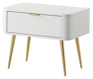 Bílý noční stolek Oval, 63 cm