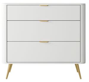 Bílá komoda se zásuvkami Oval (3SZ), 93 cm