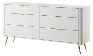 Komoda Oval se šesti zásuvkami, bílá (6sz), 173 cm