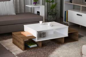 Designový konferenční stolek Callista 103 cm bílý / ořech