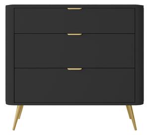 Černá komoda se zásuvkami Oval (3SZ), 93 cm