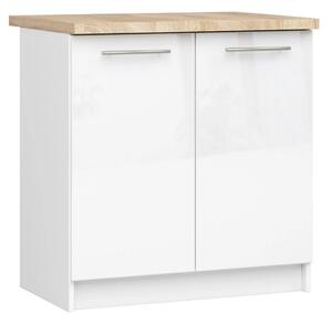 Dolní kuchyňská skříňka 80 cm VERMINA - bílá / bílá lesklá