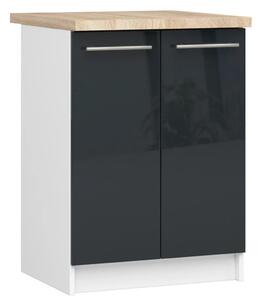 Dolní kuchyňská skříňka 60 cm VERMINA - bílá / tmavě šedá lesklá
