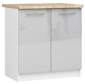 Dolní kuchyňská skříňka 80 cm VERMINA - bílá / světle šedá lesklá