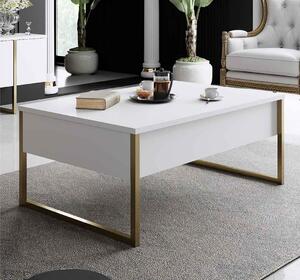 Designový konferenční stolek Hallan 90 cm bílý/zlatý