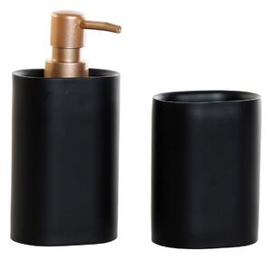 Koupelová sada DKD Home Decor Černý Zlatá PVC Pryskyřice Glam 8,5 x 6 x 18 cm (2 kusů)