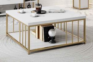 Designový konferenční stolek Natine 90 cm bílý/zlatý
