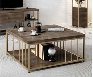 Designový konferenční stolek Natine 90 cm ořech / zlatý