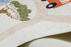 Makro Abra Dětský kusový koberec vhodný k praní BAMBINO 1165 ZOO zvířátka protiskluzový béžový Rozměr: 80x150 cm