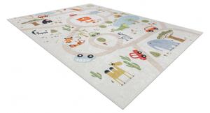 Makro Abra Dětský kusový koberec vhodný k praní BAMBINO 1165 ZOO zvířátka protiskluzový béžový Rozměr: 80x150 cm