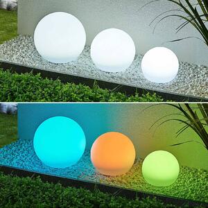 Lindby LED solární lampy Lago, RGBW, sada 3 ks, globusy, zemní trn, Bílá / opál, Plast, Moderní, Venkovní koule