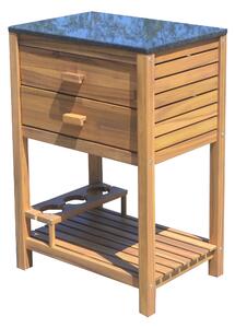 Sunfun Servírovací stolek, 60 × 52 × 87 cm, dřevo z akácie, žula