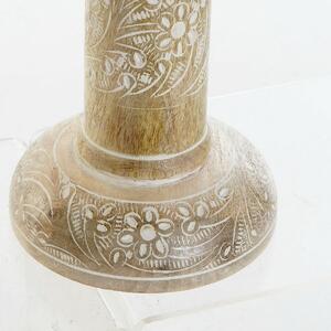 Svícen DKD Home Decor Bílý Kaštanová Kov Plastické mangové dřevo Květinový Indián 12,5 x 12,5 x 31 cm