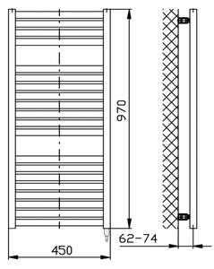 Aqualine - Koupelnový elektrický radiátor TONDI-E 300W/230V 97 cm bílá