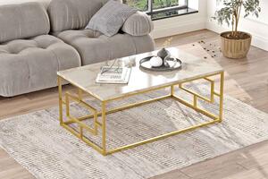 Designový konferenční stolek Edyta 100 cm bílý mramor / zlatý