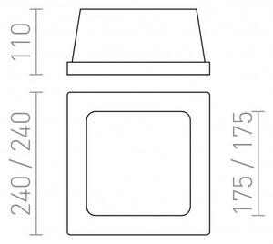 RED R10443 MIA čtvercová zápustná sádrová 230V E27 2x40W - RED - DESIGN RENDL