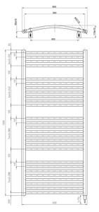 Aqualine - Koupelnový elektrický radiátor ORBIT-E 600W 132x60 cm bílá kulatý