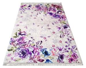 Makro Abra Moderní kusový koberec protiskluzový Horeca-New 103 květy fialový Rozměr: 80x150 cm