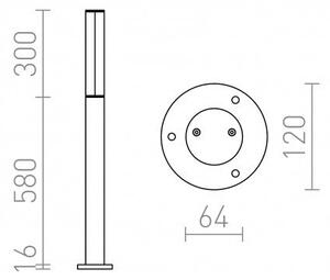 VADIS 900 stojanová antracitová 230V SMD LED 8W IP54 3000K - RED - DESIGN RENDL