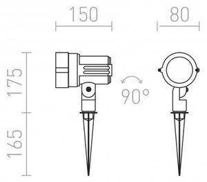 RED R10527 GARY na bodci LED šedá 230V COB LED 10W 45° IP65 3000K - RED - DESIGN RENDL
