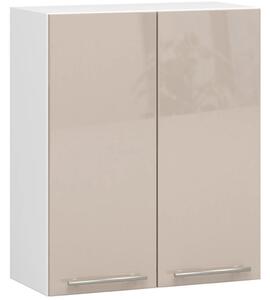 Horní kuchyňská skříňka 60 cm VERMINA - bílá / cappuccino lesklá