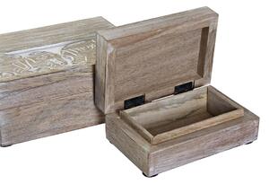 Sada dekorativních krabic DKD Home Decor Slon Bílý mangové dřevo 18 x 13 x 8 cm (2 kusů)