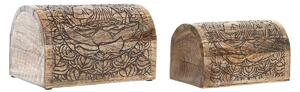13493 Šperkovnice DKD Home Decor Kaštanová mangové dřevo Tmavě hnědá 23 x 15 x 15 cm (2 kusů)