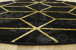 Makro Abra Kulatý koberec moderní Festival 5871 Geometrický černý žlutý Rozměr: průměr 100 cm