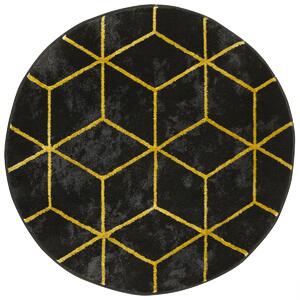 Makro Abra Kulatý koberec moderní Festival 5871 Geometrický černý žlutý Rozměr: průměr 70 cm