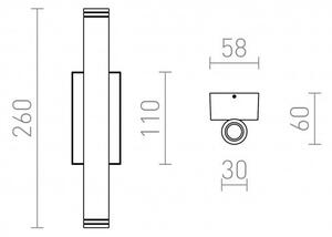 ZANE nástěnná matný nikl 230V LED 2x3W 60° IP54 3000K - RED - DESIGN RENDL