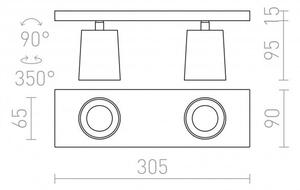 RED R12917 KENNY II přisazená černá/zlatá 230V GU10 2x35W - RED - DESIGN RENDL
