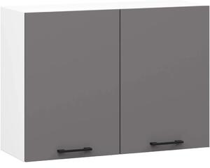 Závěsná kuchyňská skříňka 80 cm VERMINA - bílá / šedá