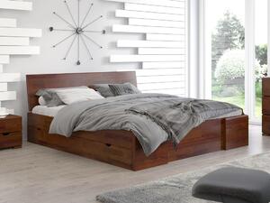 Postel s úložným prostorem - Hessler Drawers - borovice Odstín moření: Ořech, Rozměr: 120x200