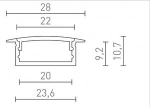 RED R13864 LED PROFILE A zápustný 1m hliník/mléčný akryl - RED - DESIGN RENDL
