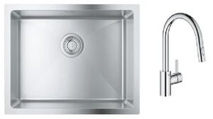 Sada ocelový dřez Grohe K700 31726SD0, kuchyňská baterie Grohe Eurosmart Cosmopolitan 31481001