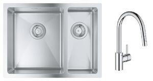 Sada ocelový dřez Grohe K700 31577SD1, kuchyňská baterie Grohe Eurosmart Cosmopolitan 31481001